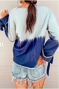 Casual Sleeve Bow Color Gradient Sweatshirt