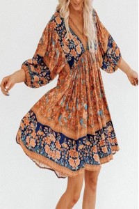 Causal Bohemian Print Short Dress