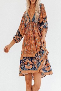 Causal Bohemian Print Short Dress