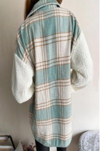 Plaid Contrast Cozy Fur Shacket