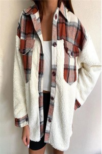 Plaid Contrast Cozy Fur Shacket