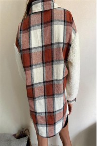 Plaid Contrast Cozy Fur Shacket