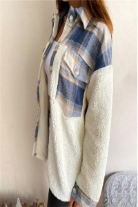 Plaid Contrast Cozy Fur Shacket