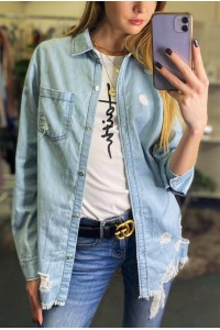 Light Denim Distressed Shirt