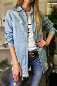 Light Denim Distressed Shirt