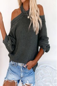 O Neck Off Shoulder Casual Sweater Top