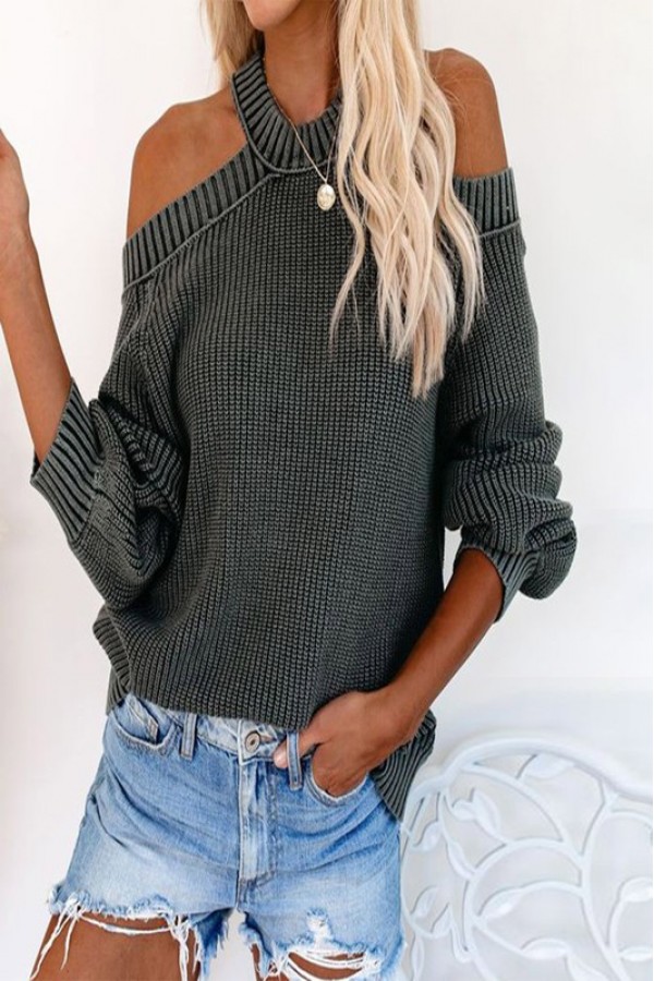 O Neck Off Shoulder Casual Sweater Top