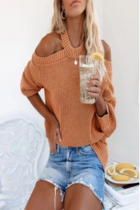 O Neck Off Shoulder Casual Sweater Top