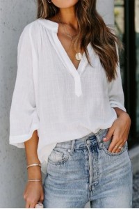 Basic V Neck Casual Shirt Top