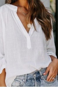 Basic V Neck Casual Shirt Top