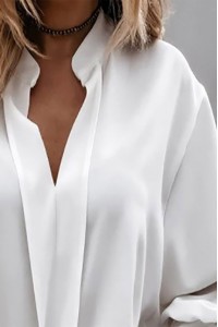 Casual Bell Sleeve Frill Hem Blouse