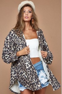 Loose Fit Leopard Buttoned Up Shirt Jacket