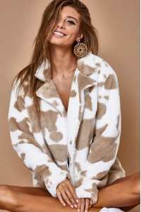 Dalmatian Print Faux Fur Fully Lined Jacket