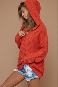 Chevron Looking Perforated Sweater Hoodie