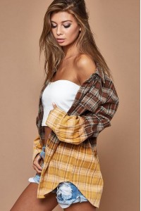 Check Plaid Buttoned Up Shirt With Bleach Effect