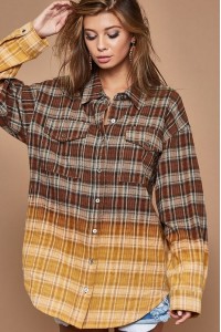 Check Plaid Buttoned Up Shirt With Bleach Effect