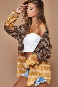 Check Plaid Buttoned Up Shirt With Bleach Effect