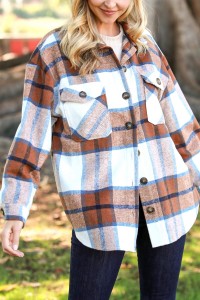 Plaid Button Down Brushed Jacket