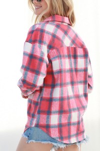 Plaid Button Down Brushed Jacket