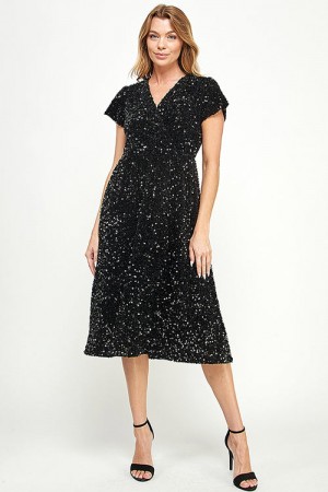 Night Spark Sequin Midi Dress