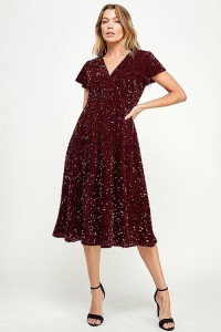 Night Spark Sequin Midi Dress