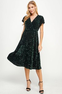 Night Spark Sequin Midi Dress