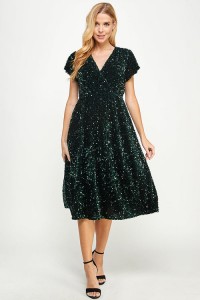 Night Spark Sequin Midi Dress