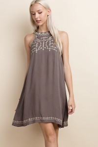 Halter Neck Off Shoulder A-line Dress