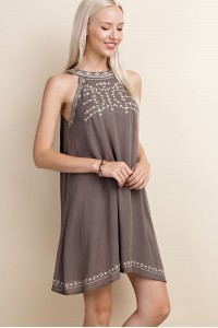 Halter Neck Off Shoulder A-line Dress