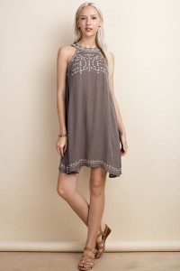 Halter Neck Off Shoulder A-line Dress