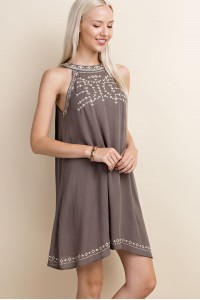 Halter Neck Off Shoulder A-line Dress