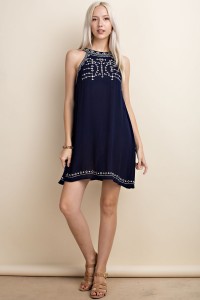 Halter Neck Off Shoulder A-line Dress