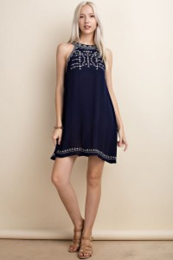 Halter Neck Off Shoulder A-line Dress