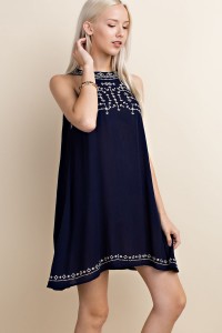 Halter Neck Off Shoulder A-line Dress